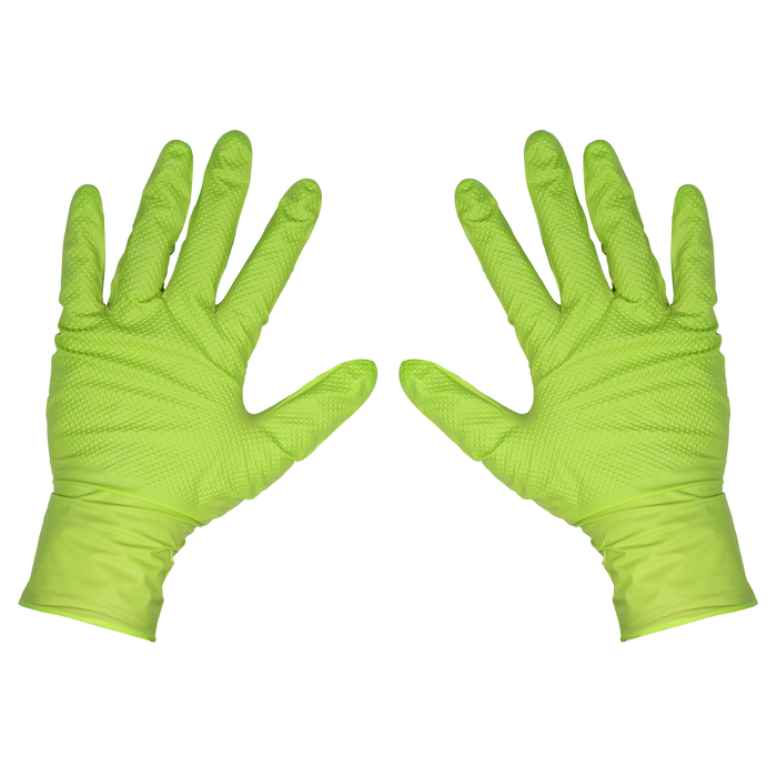 Diamond Grip Extra-Thick Nitrile Powder-Free Gloves, Hi-Vis Green, X-Large - Pack of 50 | SSP54XL
