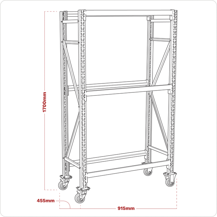 2-Level Mobile Tyre Rack 200kg Capacity Per Level | STR007