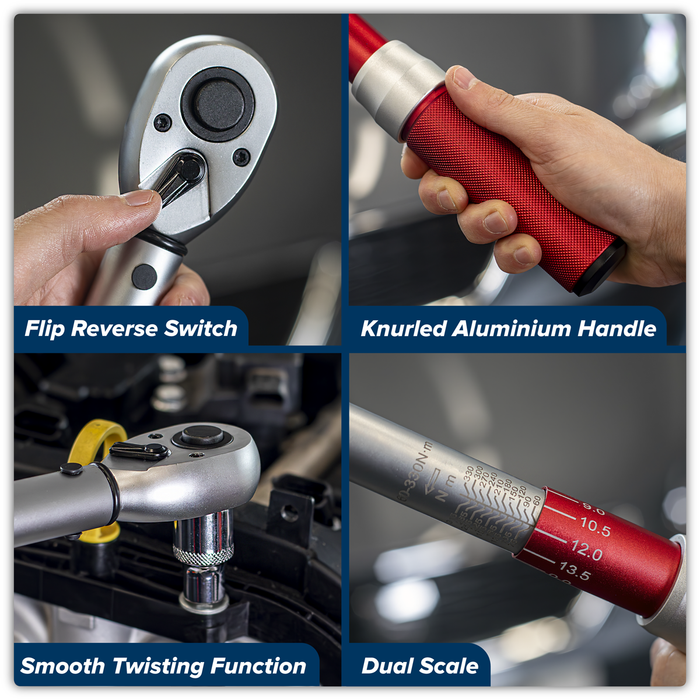 Premier Calibrated Micrometer Torque Wrench 1/2"Sq Drive 60-330Nm | STW905