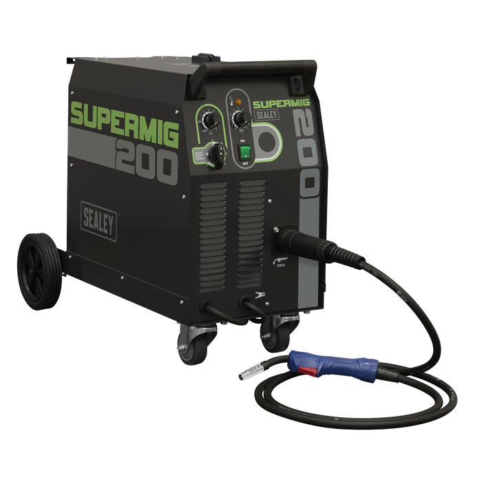 Professional Gas/Gasless MIG Welder with Binzel® Euro Torch 200A 230V | SUPERMIG200