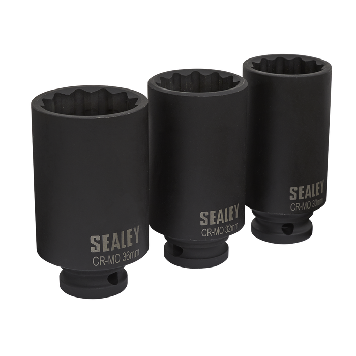Impact Hub Nut Socket Set 1/2"Sq Drive 12-Point 3pc | SX051