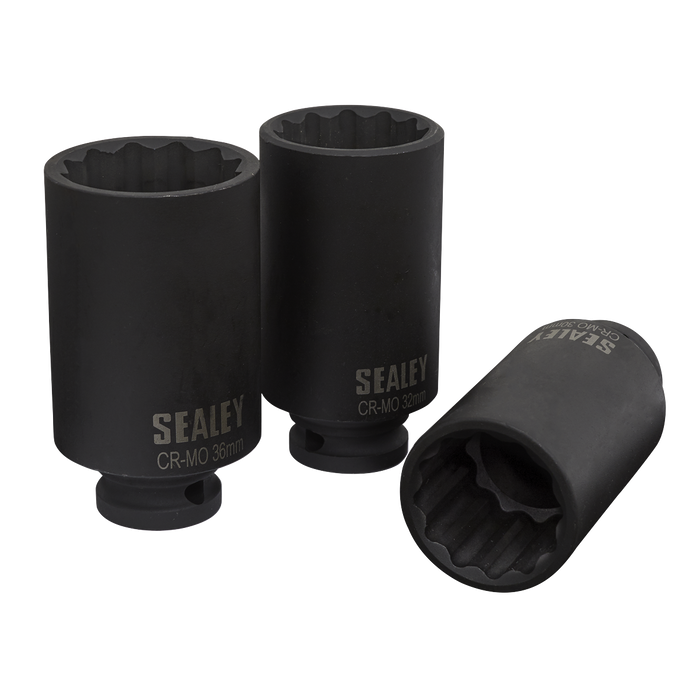 Impact Hub Nut Socket Set 1/2"Sq Drive 12-Point 3pc | SX051