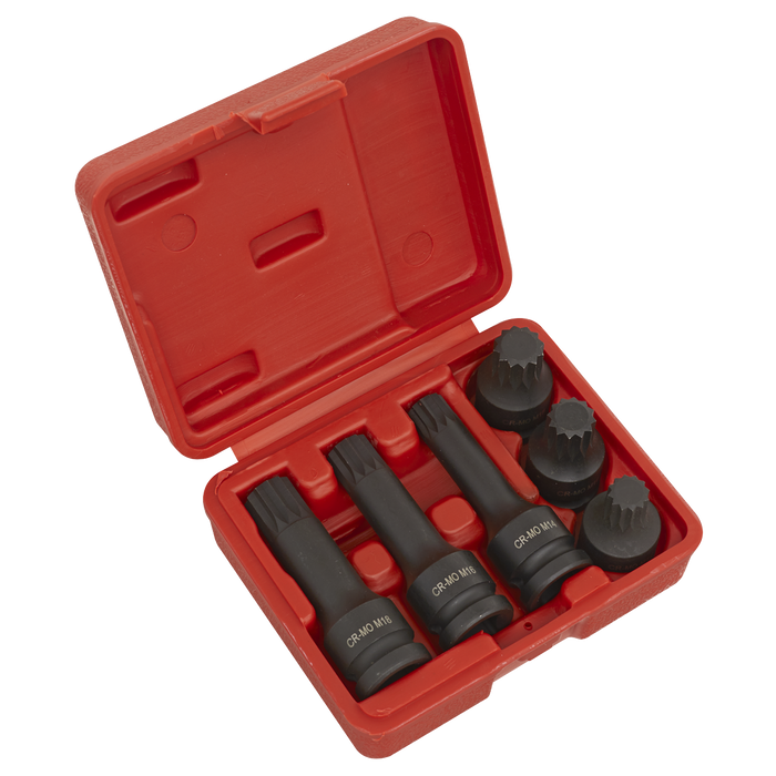 Impact Spline Socket Bit Set 1/2"Sq Drive 6pc | SX052