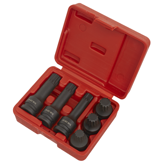 Impact Spline Socket Bit Set 1/2"Sq Drive 6pc | SX052