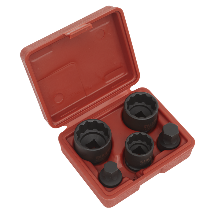 Impact Hub Socket & Socket Bit Set 1/2"Sq Drive 12-Point 5pc | SX053