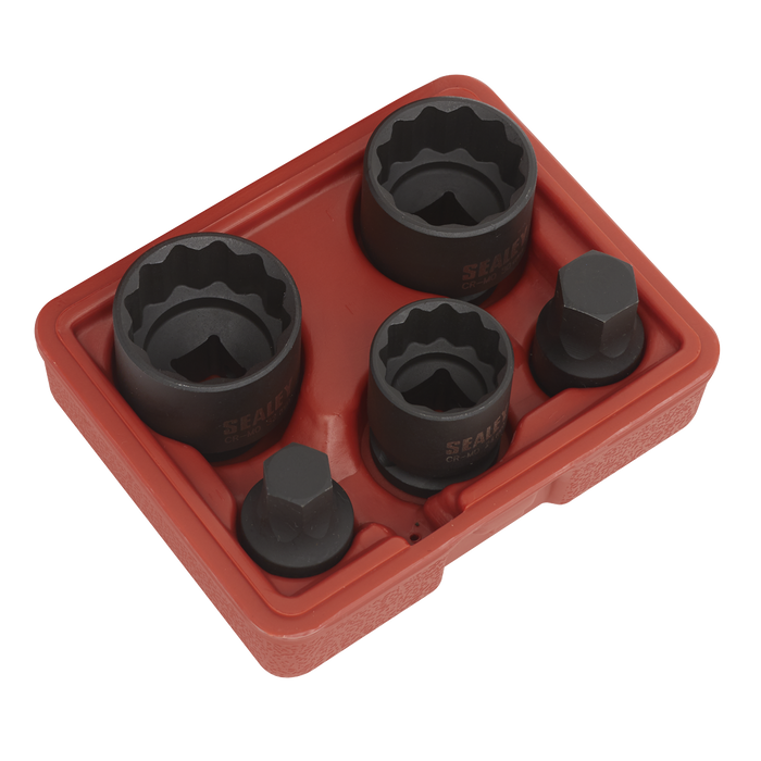 Impact Hub Socket & Socket Bit Set 1/2"Sq Drive 12-Point 5pc | SX053