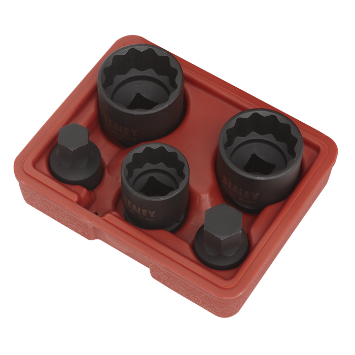 Impact Hub Socket & Socket Bit Set 1/2"Sq Drive 12-Point 5pc | SX053