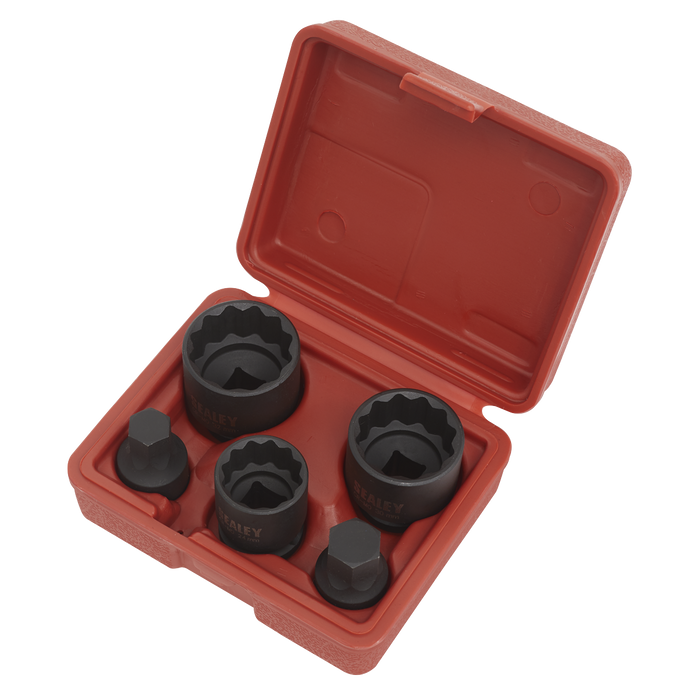 Impact Hub Socket & Socket Bit Set 1/2"Sq Drive 12-Point 5pc | SX053