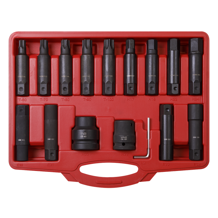 Impact Hex, TRX-Star* & TRX-Star* Female Socket Bit Set 3/4" & 1"Sq Drive 16pc | SX098