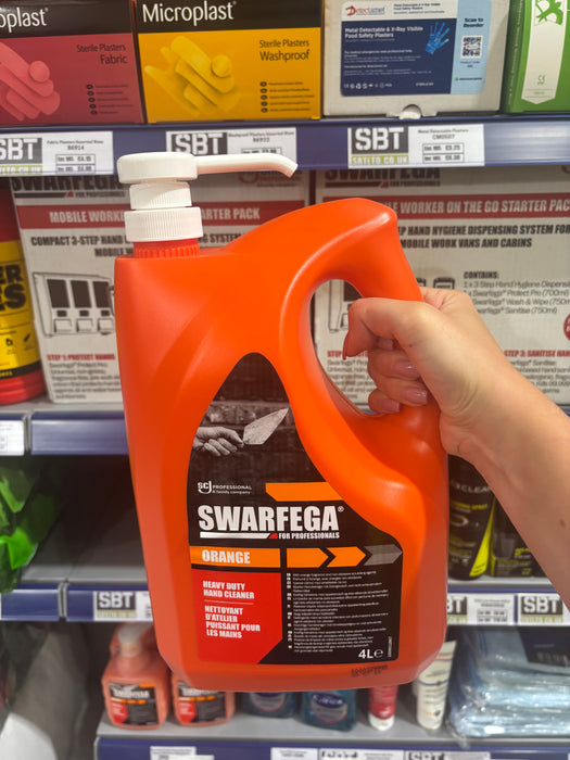 Swarfega Orange Heavy Duty Hand Cleaner With Pump,  4L Bottle | SWASOR4LMP-1