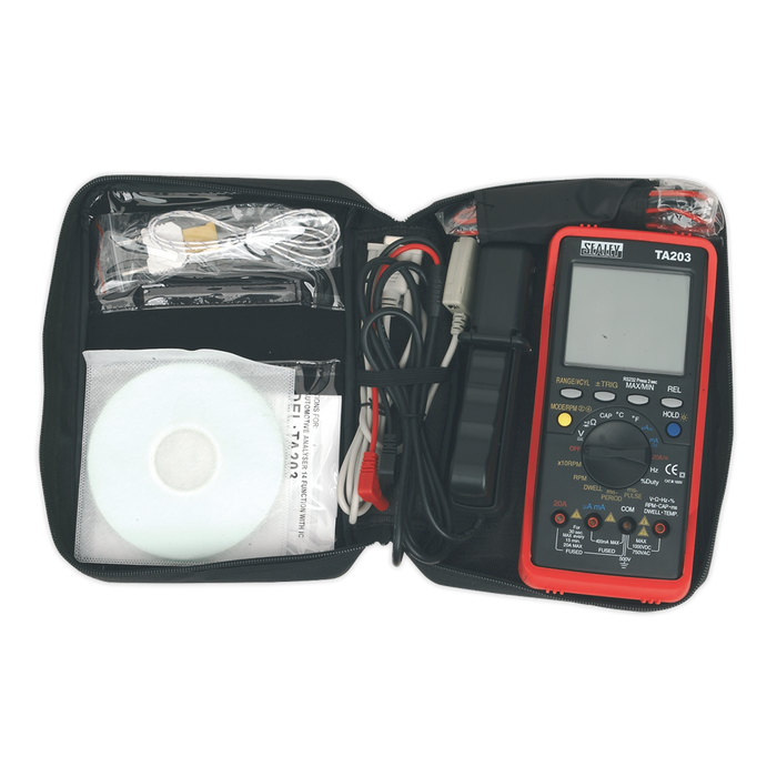 15-Function Digital Automotive Multimeter with Bar Graph/PC Link | TA203