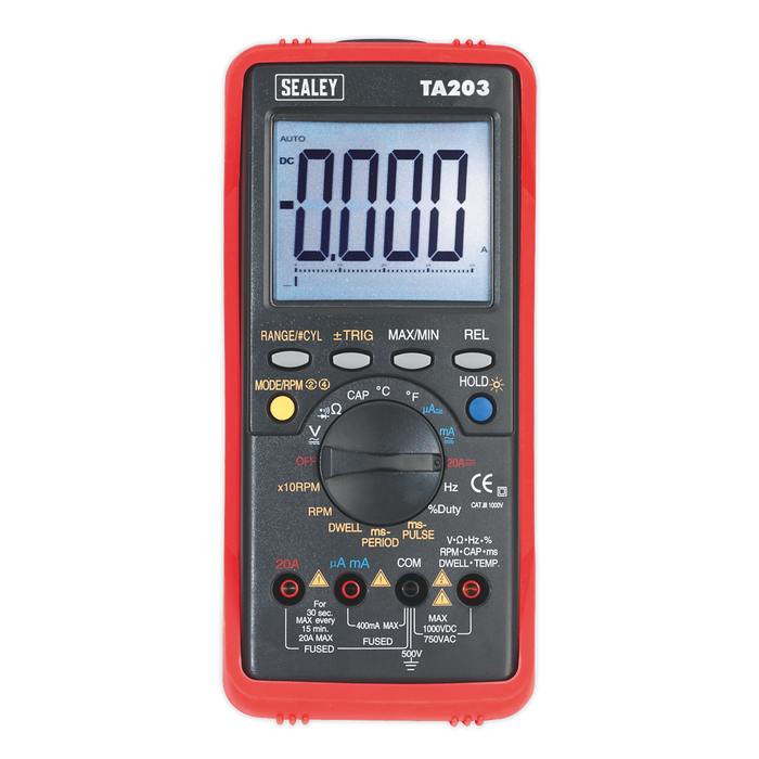 15-Function Digital Automotive Multimeter with Bar Graph/PC Link | TA203