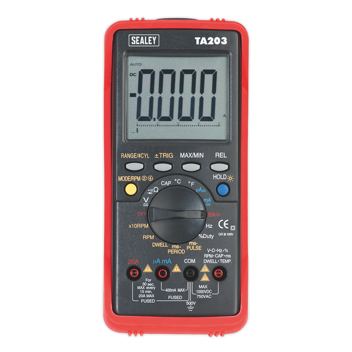 15-Function Digital Automotive Multimeter with Bar Graph/PC Link | TA203