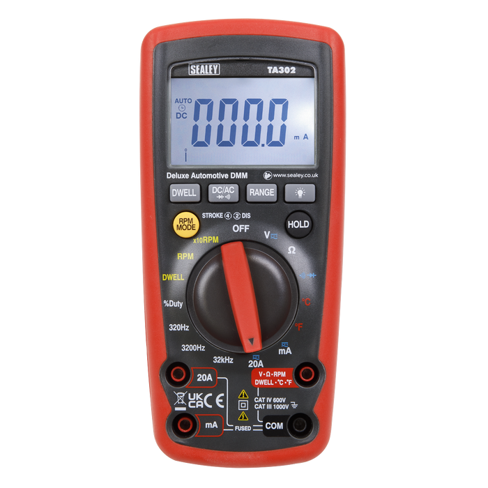 12-Function Digital Automotive Multimeter with Inductive Coupler | TA302