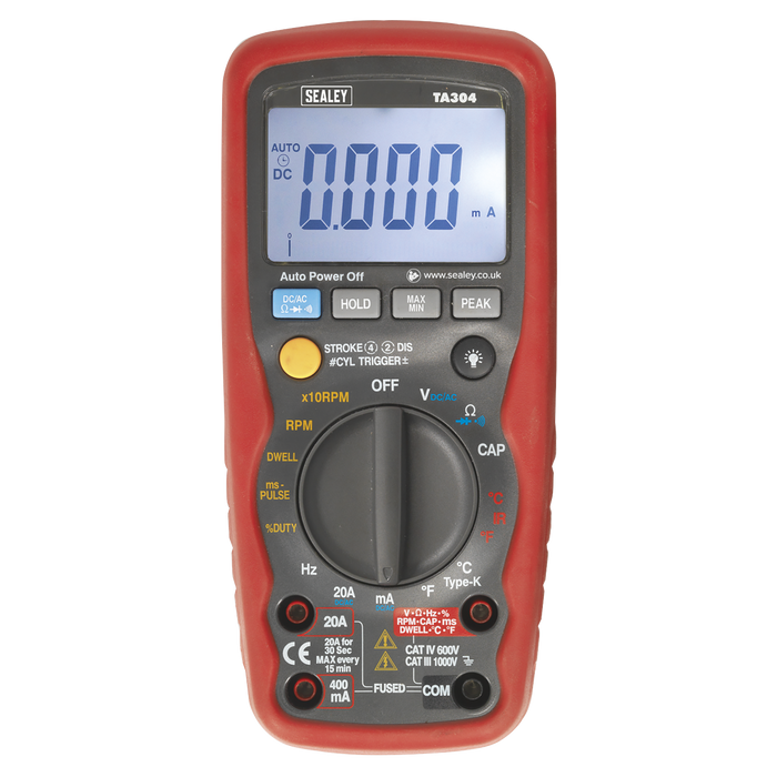 15-Function Digital Automotive Multimeter with Inductive Coupler/Infrared Temperature Probe | TA304