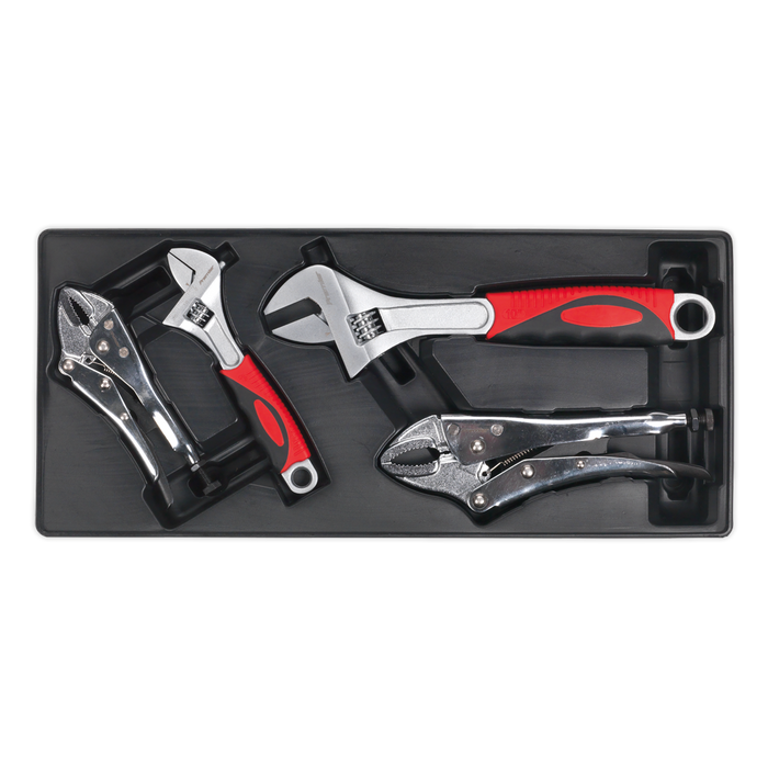 Premier Locking Pliers & Adjustable Wrench Set with Tool Tray 4pc | TBT04
