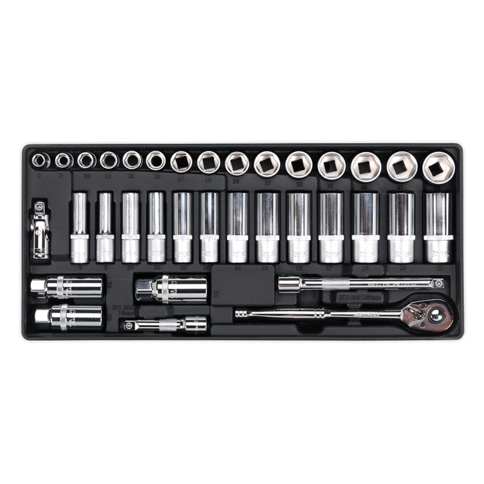 Premier Socket Set with Tool Tray 3/8"Sq Drive 35pc | TBT20