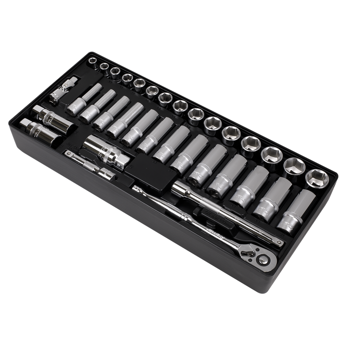 Premier Socket Set with Tool Tray 3/8"Sq Drive 35pc | TBT20