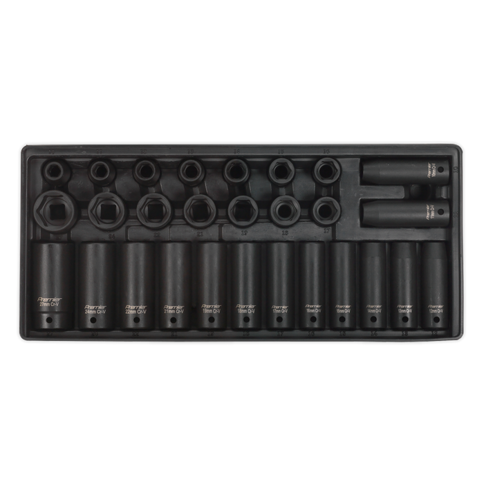 Premier Impact Socket Set with Tool Tray 1/2"Sq Drive 28pc | TBT24