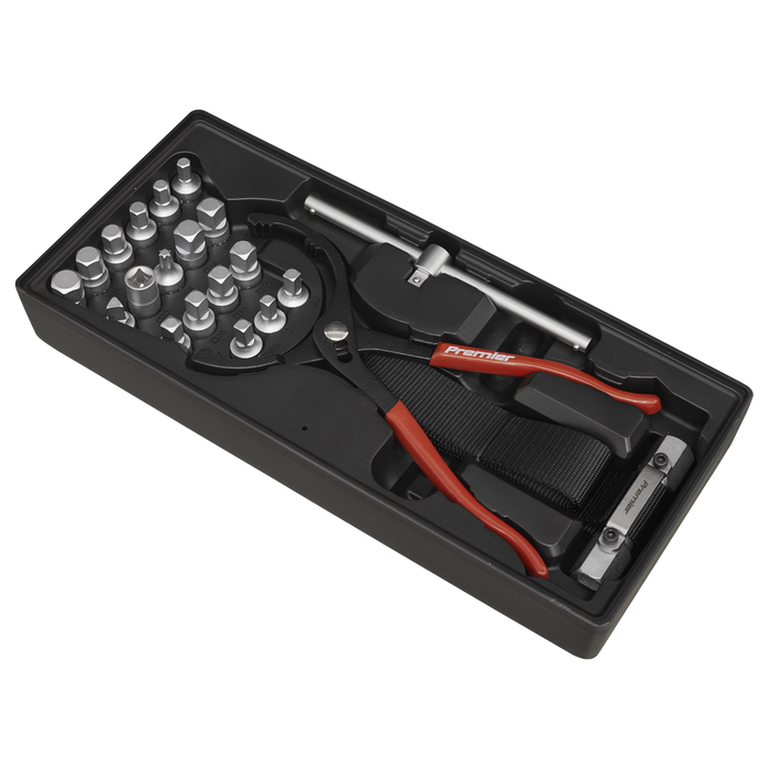Premier Oil Filter Wrench, Pliers & Drain Key Set with Tool Tray 21pc | TBT28