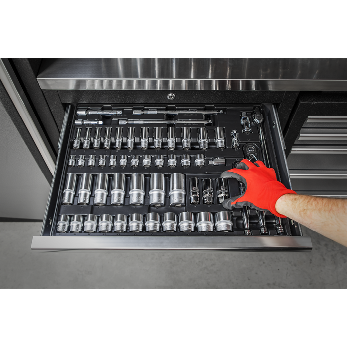 Premier Socket Set with Tool Tray 3/8" & 1/2"Sq Drive 55pc | TBT31