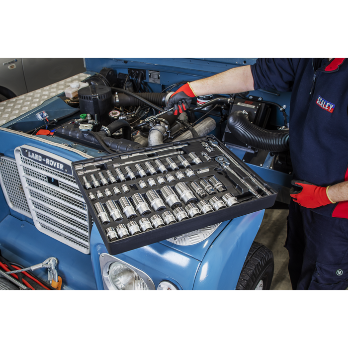Premier Socket Set with Tool Tray 3/8" & 1/2"Sq Drive 55pc | TBT31
