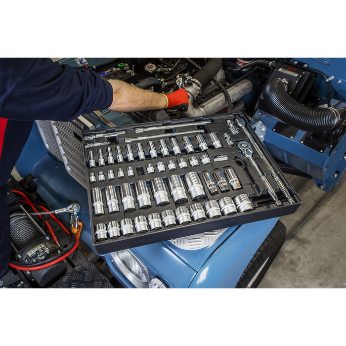 Premier Socket Set with Tool Tray 3/8" & 1/2"Sq Drive 55pc | TBT31