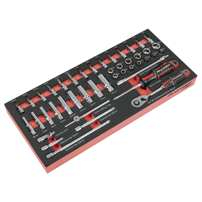 Premier Socket Set with Tool Tray 1/4"Sq Drive 44pc | TBT40
