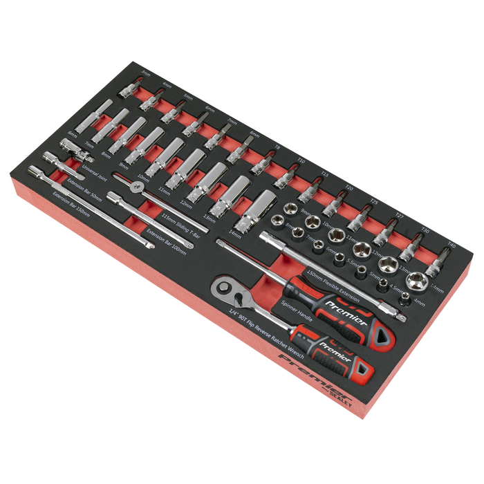 Premier Socket Set with Tool Tray 1/4"Sq Drive 44pc | TBT40