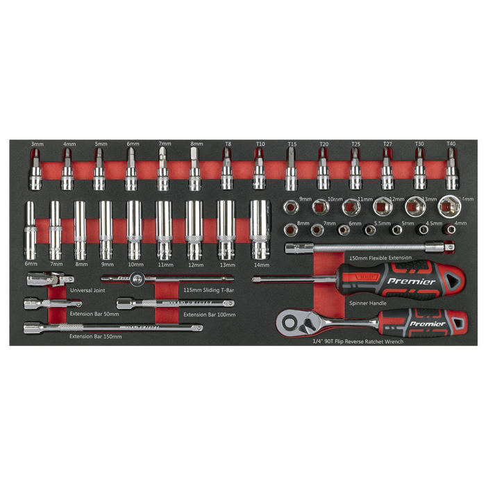 Premier Socket Set with Tool Tray 1/4"Sq Drive 44pc | TBT40