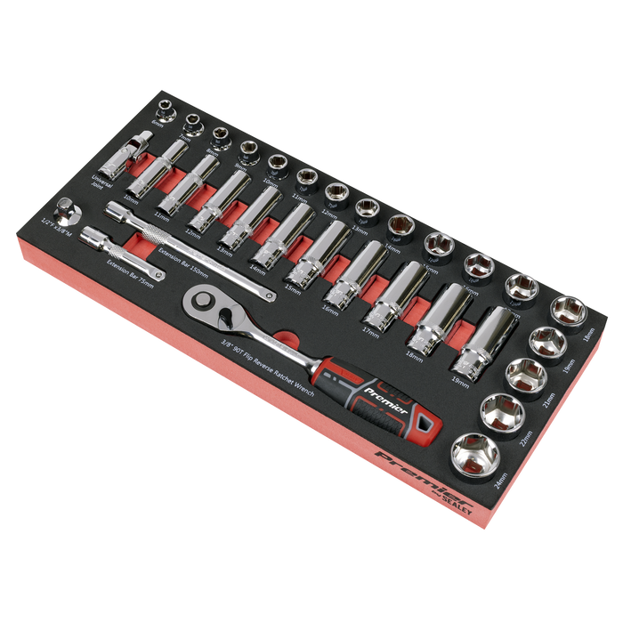 Premier Socket Set with Tool Tray 3/8"Sq Drive 32pc | TBT41
