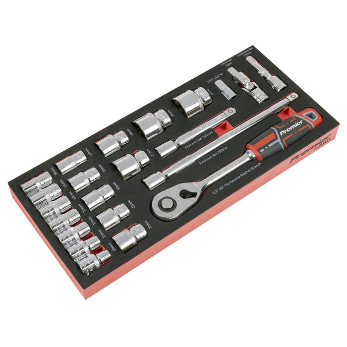 Premier Socket Set with Tool Tray 1/2"Sq Drive 22pc | TBT42