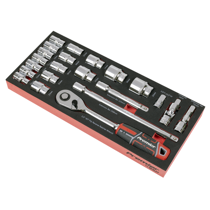 Premier Socket Set with Tool Tray 1/2"Sq Drive 22pc | TBT42