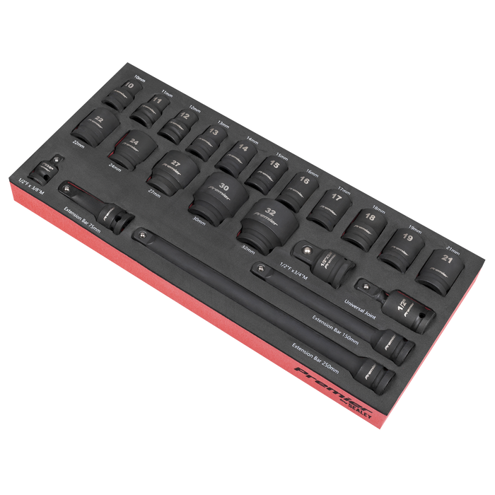 Premier Impact Socket Set with Tool Tray 1/2"Sq Drive 22pc | TBT46