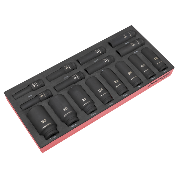 Premier Deep Impact Socket Set with Tool Tray 1/2"Sq Drive 16pc | TBT47