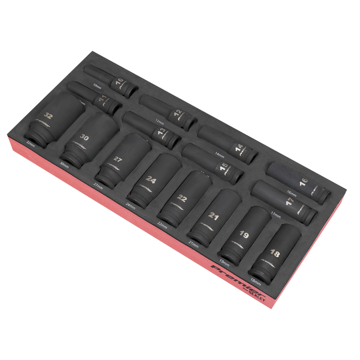 Premier Deep Impact Socket Set with Tool Tray 1/2"Sq Drive 16pc | TBT47