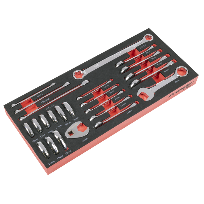 Premier Stubby Combination, TRX-Star* & Crow's Foot Spanner Set with Tool Tray 24pc | TBT50