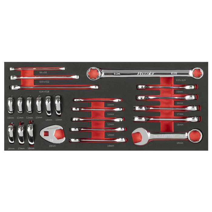 Premier Stubby Combination, TRX-Star* & Crow's Foot Spanner Set with Tool Tray 24pc | TBT50