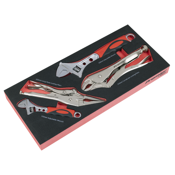 Premier Locking Pliers & Adjustable Wrench Set with Tool Tray 4pc | TBT59
