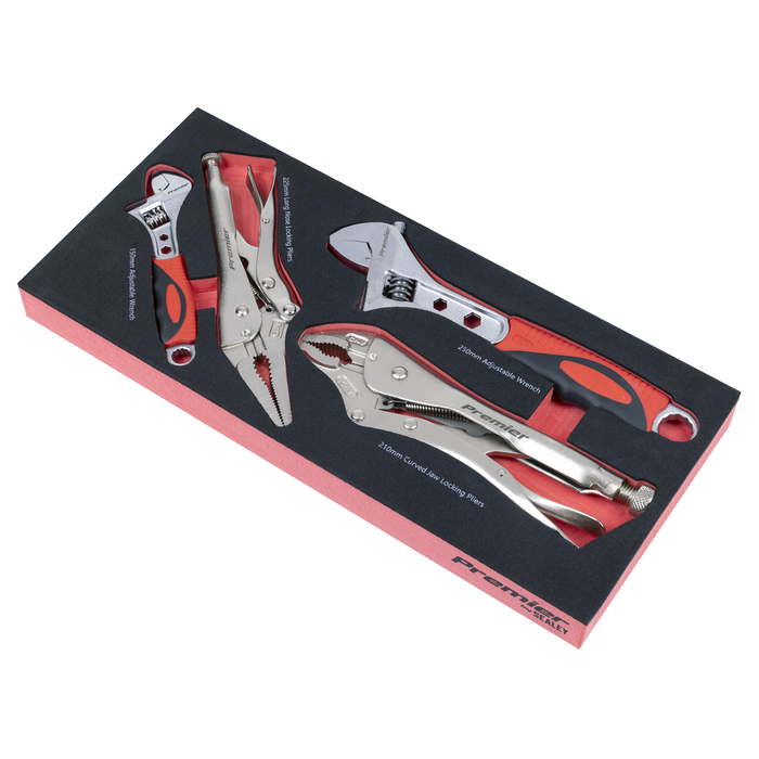 Premier Locking Pliers & Adjustable Wrench Set with Tool Tray 4pc | TBT59