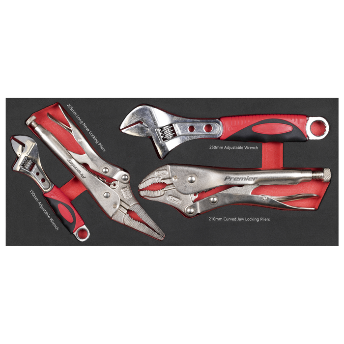 Premier Locking Pliers & Adjustable Wrench Set with Tool Tray 4pc | TBT59