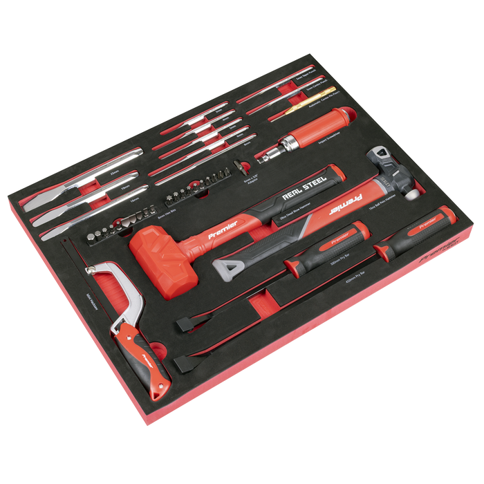 Premier Striking, Pry Bar, Hacksaw & Impact Screwdriver Set with Tool Tray 39pc | TBT66