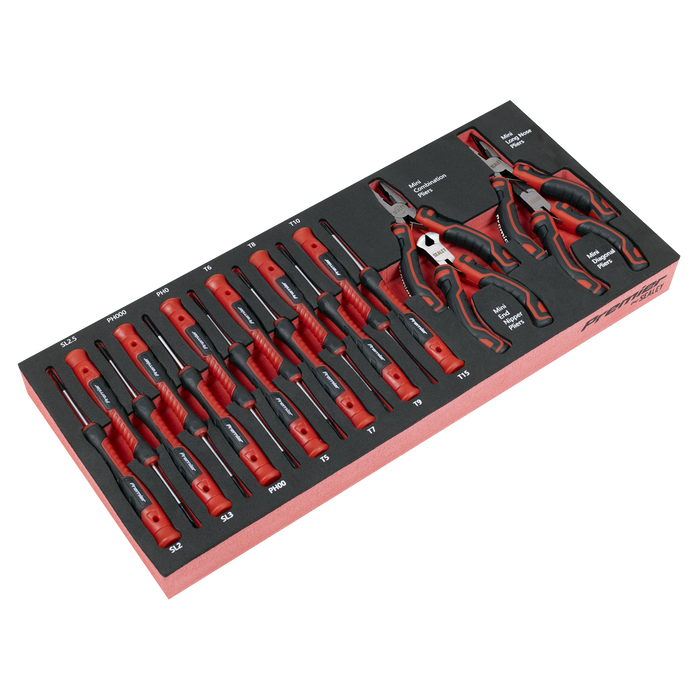 Premier Precision Screwdriver & Mini Pliers Set with Tool Tray 17pc | TBT67