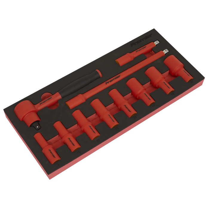 Premier Insulated Socket Set with Tool Tray 3/8"Sq Drive 11pc - VDE Approved | TBTE01