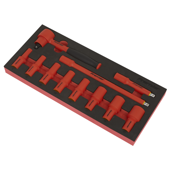 Premier Insulated Socket Set with Tool Tray 3/8"Sq Drive 11pc - VDE Approved | TBTE01