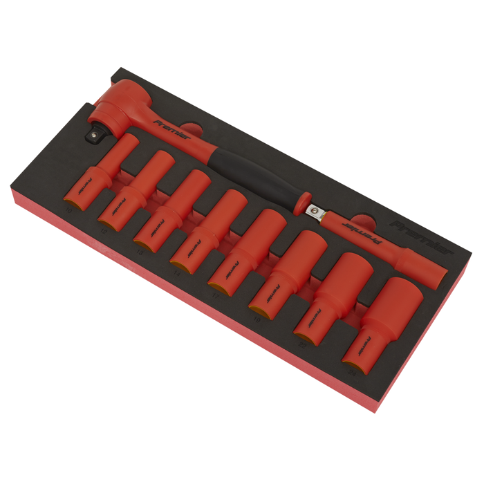 Premier Insulated Socket Set with Tool Tray 1/2"Sq Drive 10pc - VDE Approved | TBTE11