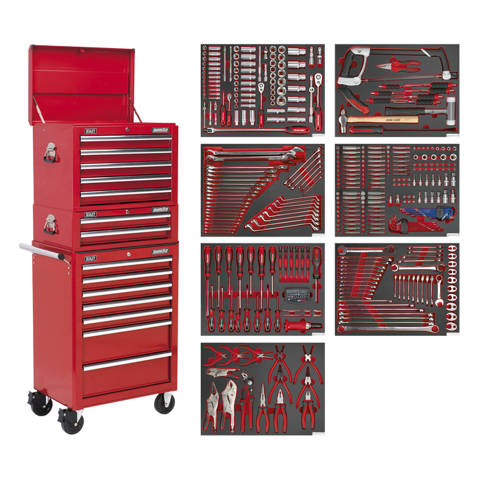 Superline PRO® Tool Chest Combination 14 Drawer with 446pc Tool Kit - Red | TBTPCOMBO1