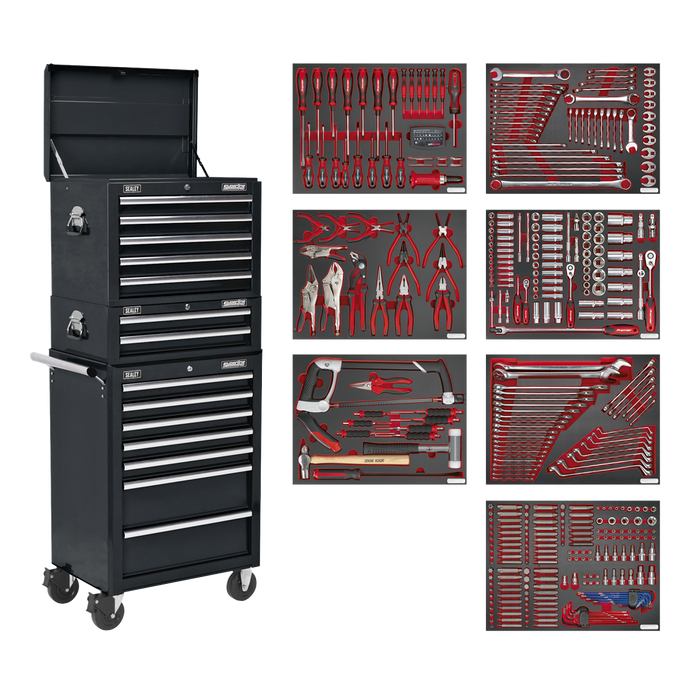Superline PRO® Tool Chest Combination 14 Drawer with 446pc Tool Kit - Black | TBTPCOMBO2