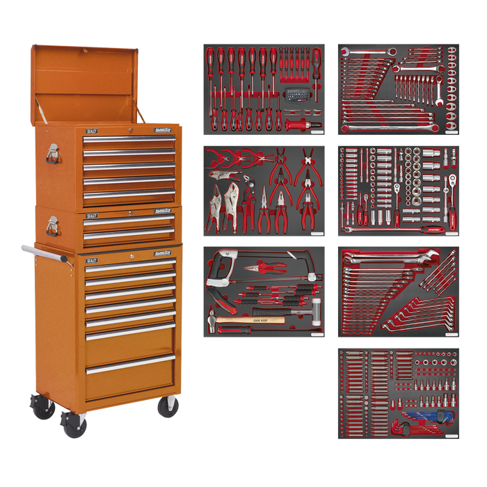 Superline PRO® Tool Chest Combination 14 Drawer with 446pc Tool Kit - Orange | TBTPCOMBO4
