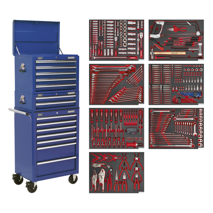 Superline PRO® Tool Chest Combination 14 Drawer with 446pc Tool Kit - Blue | TBTPCOMBO5